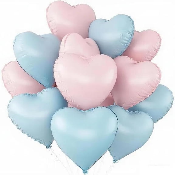 Heart Shaped Foil Balloons, Pink Blue Heart Balloons for Party Decorations