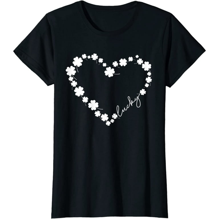 Four Leaf Clover Heart Tee Shirt Lucky Tee Shirt Four Leaf Clover Heart Tee Shirt Lucky Tee Shirt