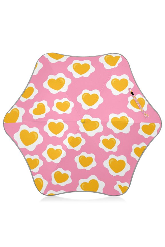 Heart Shaped Fried Egg Kids Umbrella Rain Umbrella Clear Grip Handle Folding Umbrellas UV50+ 35in