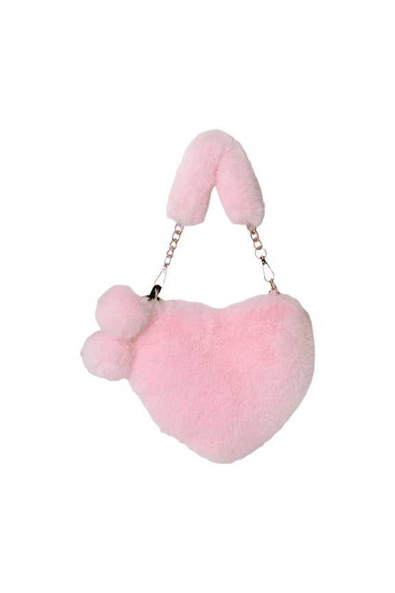 Heart Shaped Furry Purse For Girls - Plush Shoulder Bag For Women, Soft Fluffy Handbag, Small Crossbody Clutch, Lightweight Fashion Bag For Dates, Travel, Christmas gifts for people with cancer