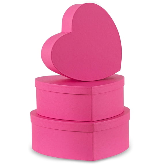 Heart Shaped Gift Boxes: Set Of 3 Empty Paper Mache Boxes With Lids For Flowers Gifts Chocolate Strawberries Special Occasions Cardboard Pink Box Arrangements
