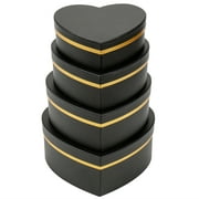 Heart Shaped Gift Boxes with Lids 4 Pack Black Gifts Box