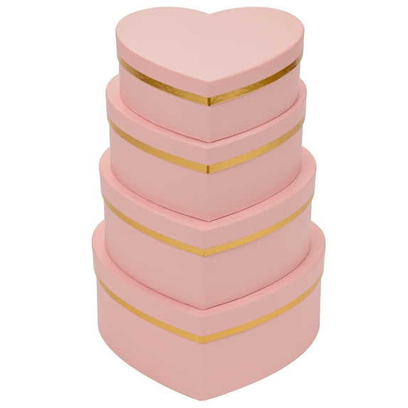 Heart Shaped Gift Boxes with Lids 4 Pack Pink Gifts Box for Presents Birthday Wedding Valentines Christmas Party Favor Boxes
