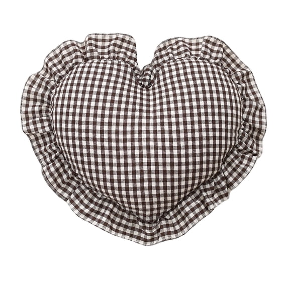 Heart-Shaped Gingham Throw Pillow, for Bed, Sofa, Office and Trips