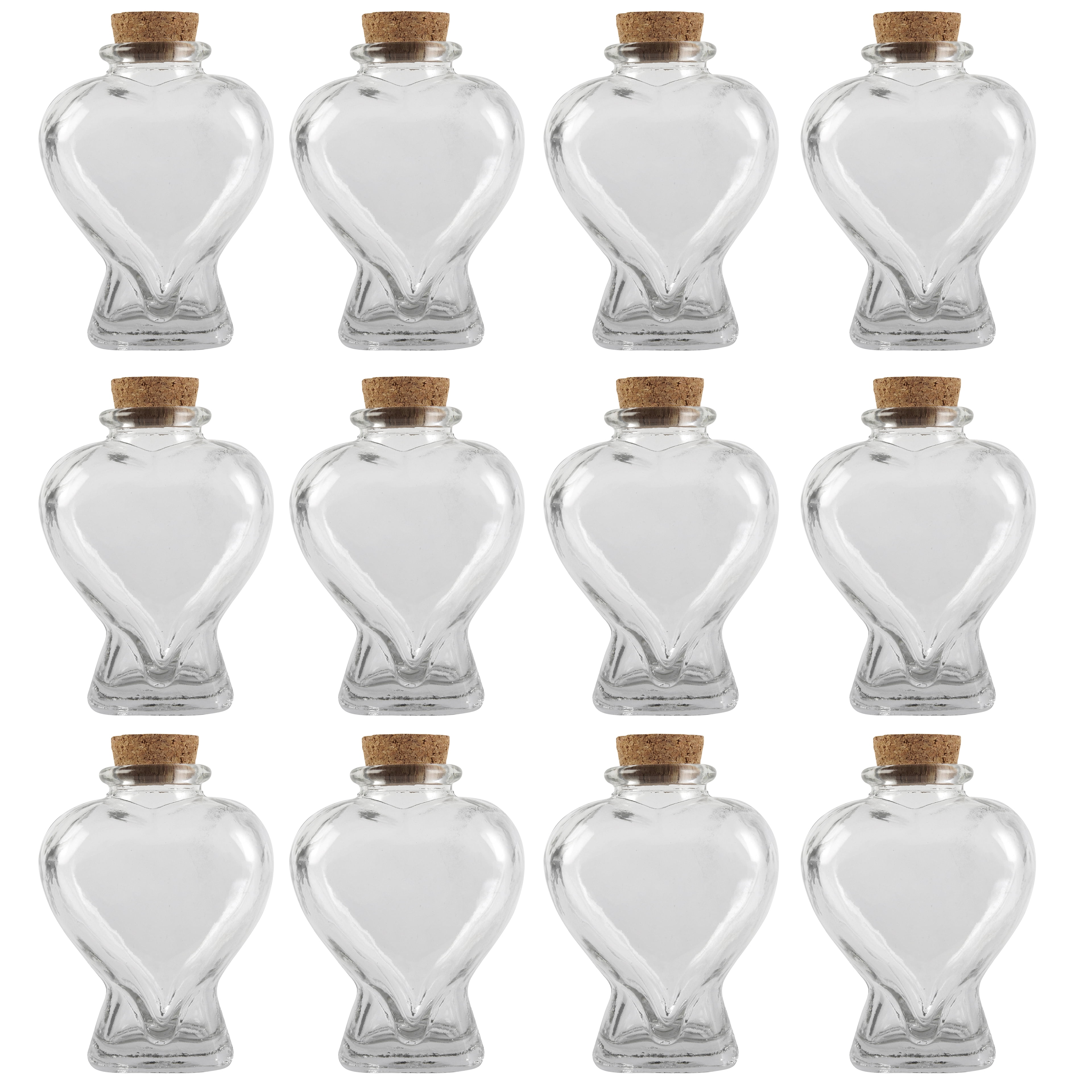 Heart-Shaped Glass Bottle with Cork by Ashland - Decorative Jar for Weddings - Parties - Home Dcor - Arts & Crafts - Bulk 12 Pack