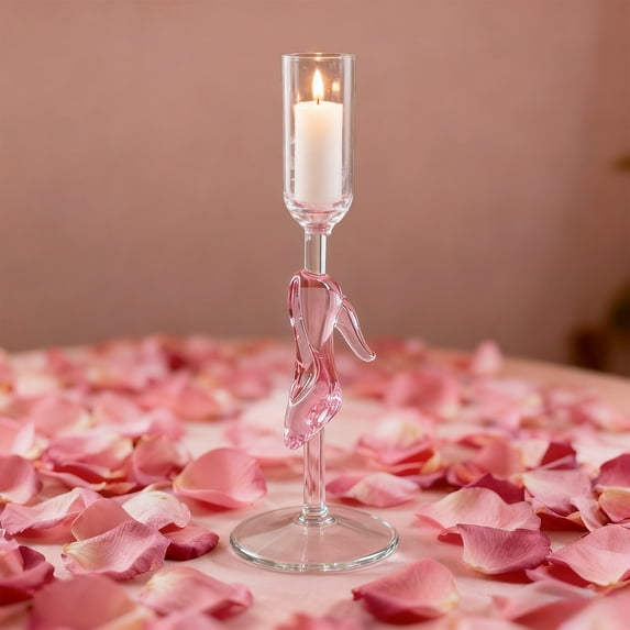 Heart-Shaped Glass Candlestick - Romantic Candle Holder for Wedding, Valentine’s Day, or Home Decor