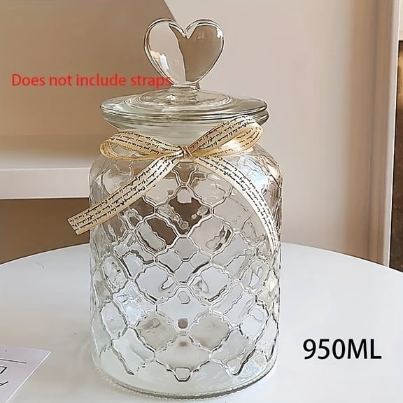 Heart Shaped Glass Jar Airtight Lid for Jewelry Snacks Home Decor