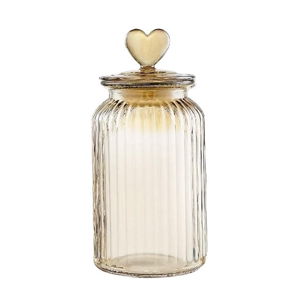 Heart Shaped Glass Jar, Amber Sealed Storage Container for Tea and Coffee, Kitchen Decorative Airtight Jar with Lid, 1350ML