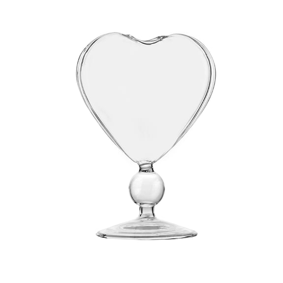 Heart Shaped Glass Vase with Base Transparent Hydroponic Planter for Home Office Desk Plant Container Decorative Flower Holder Pink