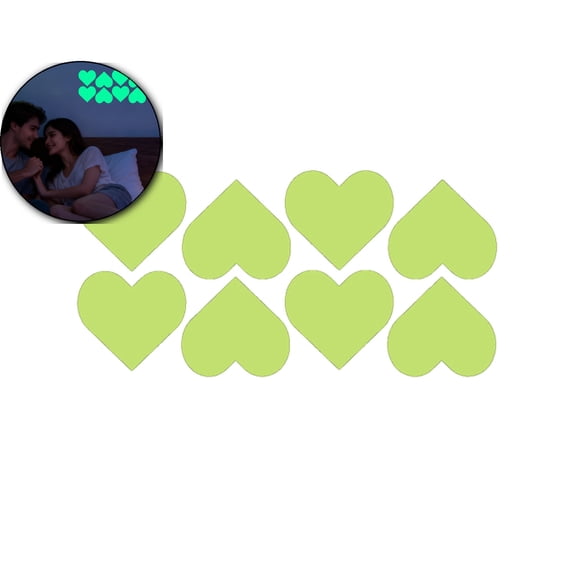 Heart-Shaped Glow in The Dark Stickers, Valentine's Day Glow in The Dark Heart Stickers for Bedroom Living Room 7.87x3.94in