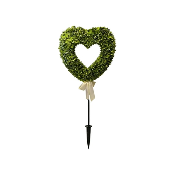 Heart-Shaped Ground Plug Faux Boxwood Ball Topiary Outdoor Decorative Stake,30 Inch Heart Ground Plug Plants,Suitable For Valentine's Day Porch Outdoor Indoor Decoration(Without flower pots)