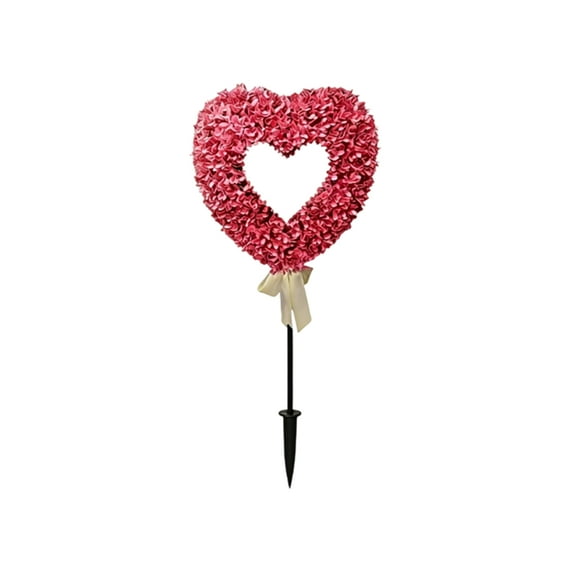 Heart-Shaped Ground Plug Faux Boxwood Ball Topiary Outdoor Decorative Stake,30 Inch Heart Ground Plug Plants,Suitable For Valentine's Day Porch Outdoor Indoor Decoration(Without flower pots)