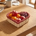 thumbnail image 1 of Heart Shaped Hand Woven Paper Rope Storage Basket, Pink Red Fruit Vegetable Basket, Decorative Desk Tray for Home, 1 of 7