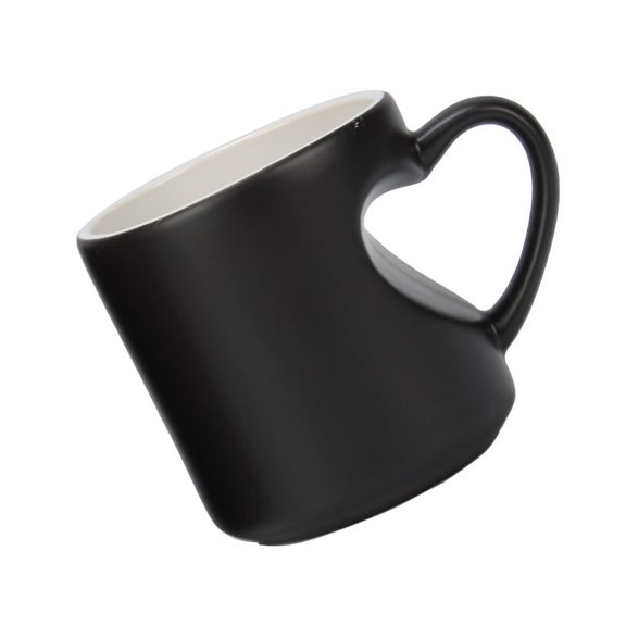Heart Shaped Handle Ceramic Mug With Heat Transfer Print Perfect For Gift And Daily Use Coffee Cup for Home Or Offices