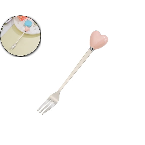 Heart-Shaped Handle Stainless Steel Fork – 5.5in, Rust-Resistant Cutlery for Coffee, Tea & Dessert – Perfect Gift for Home Café or Tableware