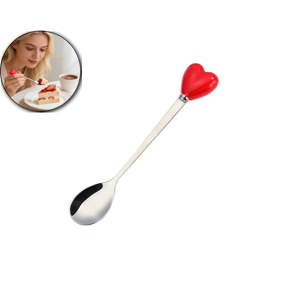 Heart-Shaped Handle Stainless Steel Spoon – 5.5in, Rust-Resistant Cutlery for Coffee, Tea & Dessert – Perfect Gift for Home Café or Tableware