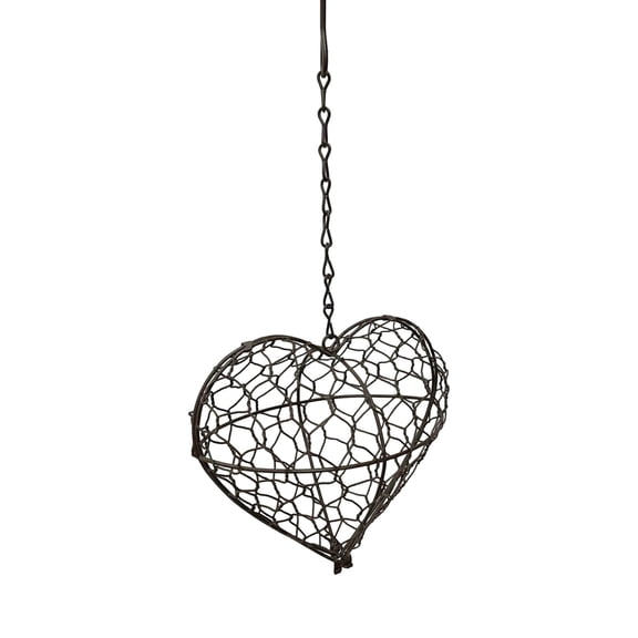 Heart Shaped Hanging Basket Metal Wire Frame Decorative Planter Holder for Indoor Outdoor Garden Use