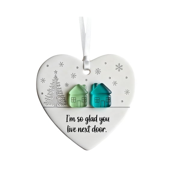 Heart Shaped Hanging Ornament For Tree Home Decoration, Friendship Themed House Design Keepsake, Ornament To Celebrate Neighbor Friendships