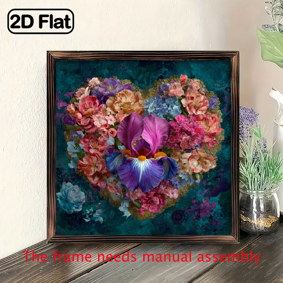 Heart Shaped Hanging Sign with Vibrant Floral Iris Design, Colorful Botanical Wall Art for Living Room Bedroom Entryway, Thoughtful Gift for Women Mom Friends, Home Office Door Decor
