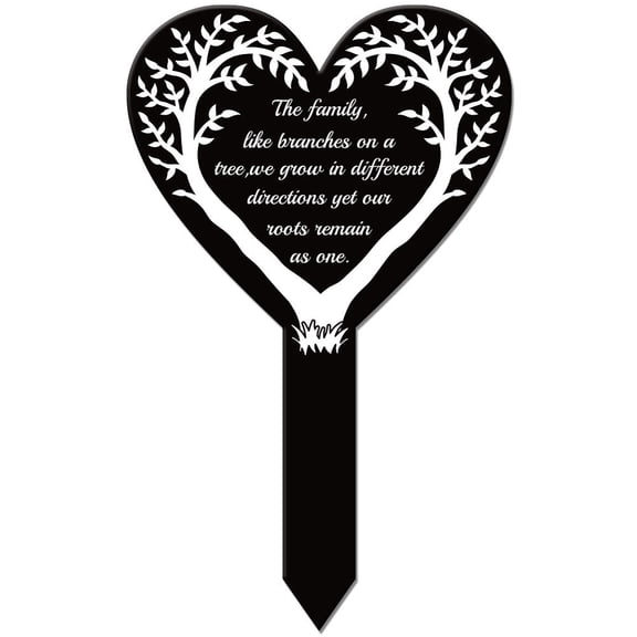 Heart Shaped Heart Tree Garden Stake Memorial Remembrance Plaque Stake for Cemetery Acrylic Grave Stake Waterproof Sympathy Garden Stake