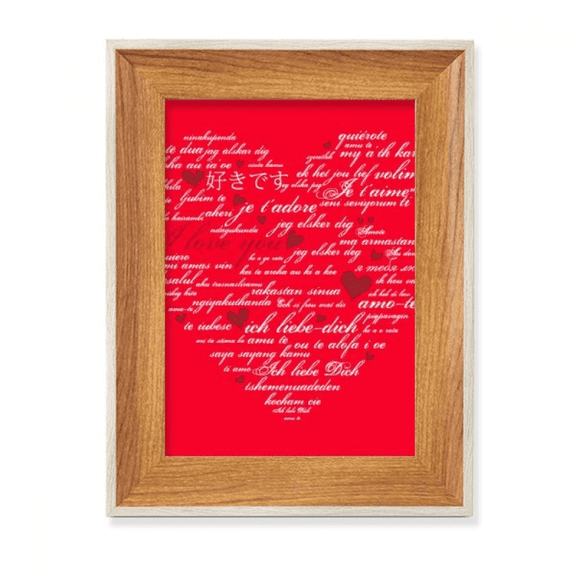 Heart Shaped I Love You Valentine's Day Desktop Wooden Photo Frame Display Picture Art Painting Multiple Sets