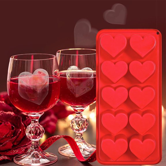 Heart-Shaped Ice Cubes Tray with Lid - Easy Release Silicone Ice Mold for Romantic Drinks, Parties - BPA-Free, Dishwasher Safe - Perfect for Ice Cubess, Chocolate, Yogurt & Fruit Snacks