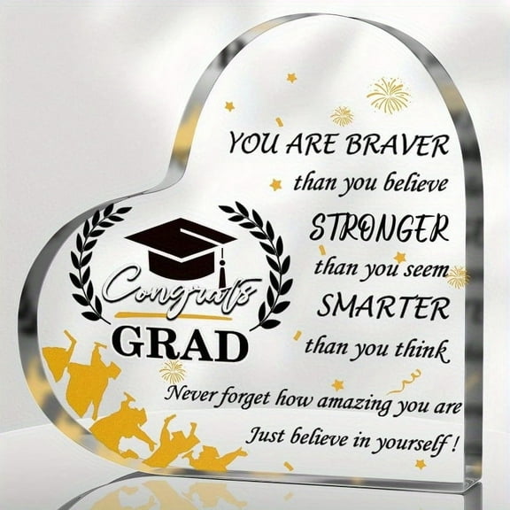 Heart-Shaped Inspirational Keepsake Acrylic Graduation Keepsake Graduation Gifts For Her Him Women Men Son Daughter Sister College , Master High School Middle School Grads Graduation Decorations