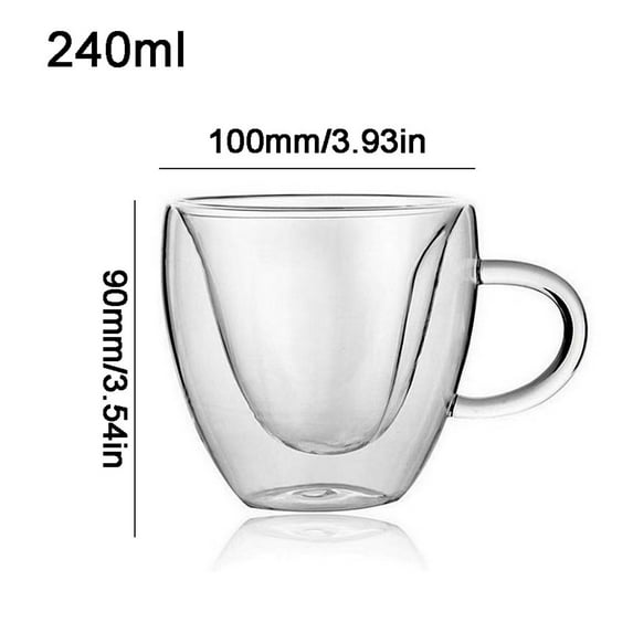 Heart-Shaped Insulated Milk Tea Cup | Double-Wall Borosilicate Glass | 180ml/240ml Capacity | Hot & Cold Beverage Cup | Perfect Gift for Coffee & Tea Lovers
