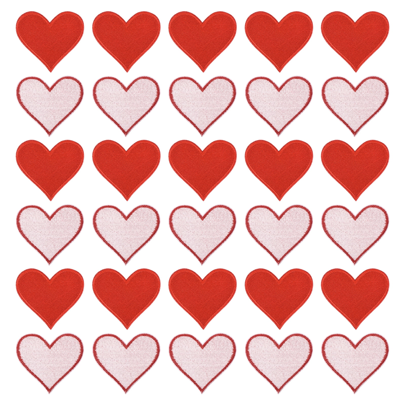 Heart Shaped Iron on Patches 6.8x7cm Embroidered Sew Patches Appliques for Clothing Repair Backpack Shoes Decoration Bright Red 120Pcs