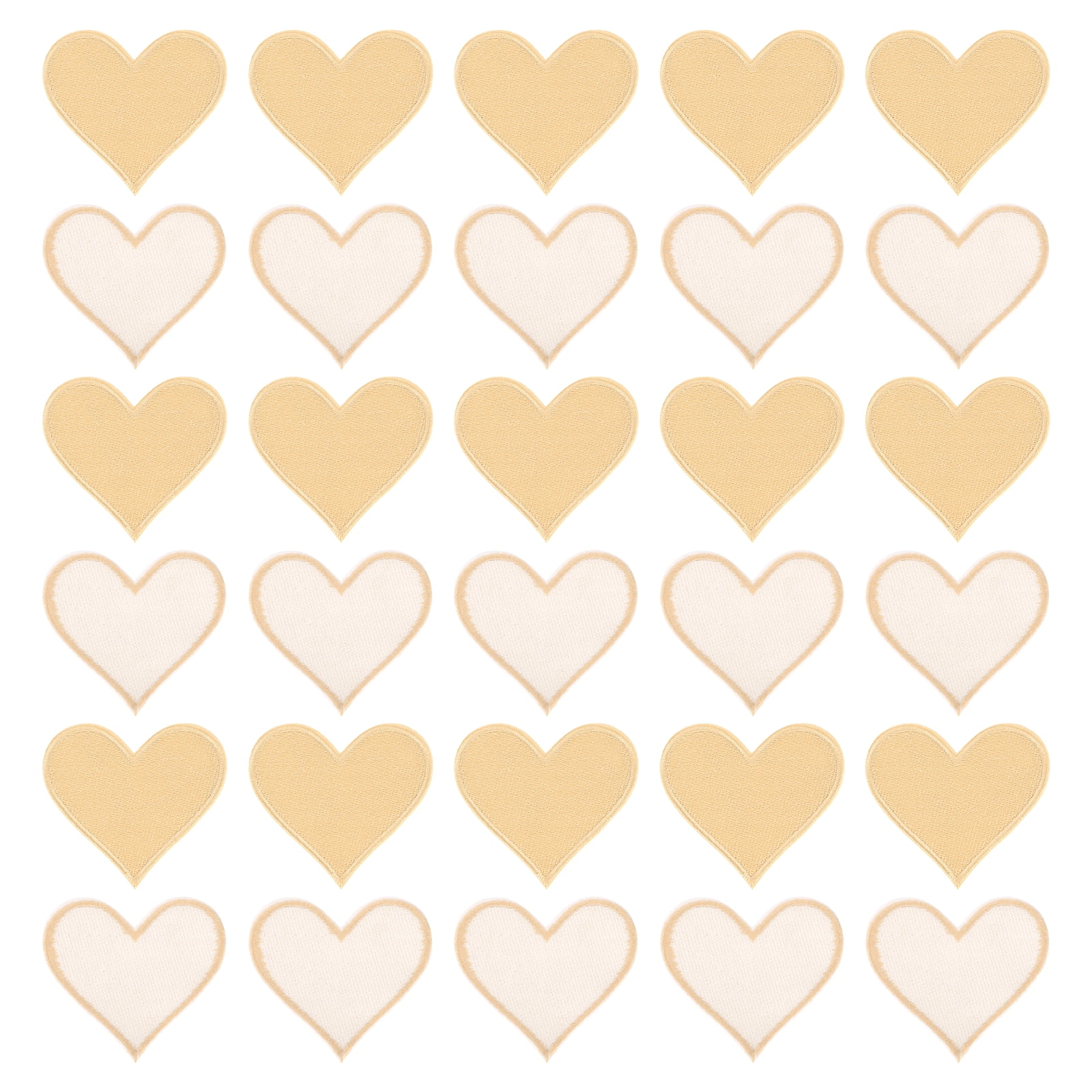Heart Shaped Iron on Patches 6.8x7cm Embroidered Sew Patches Appliques for Clothing Repair Backpack Shoes Decoration Cream 120Pcs
