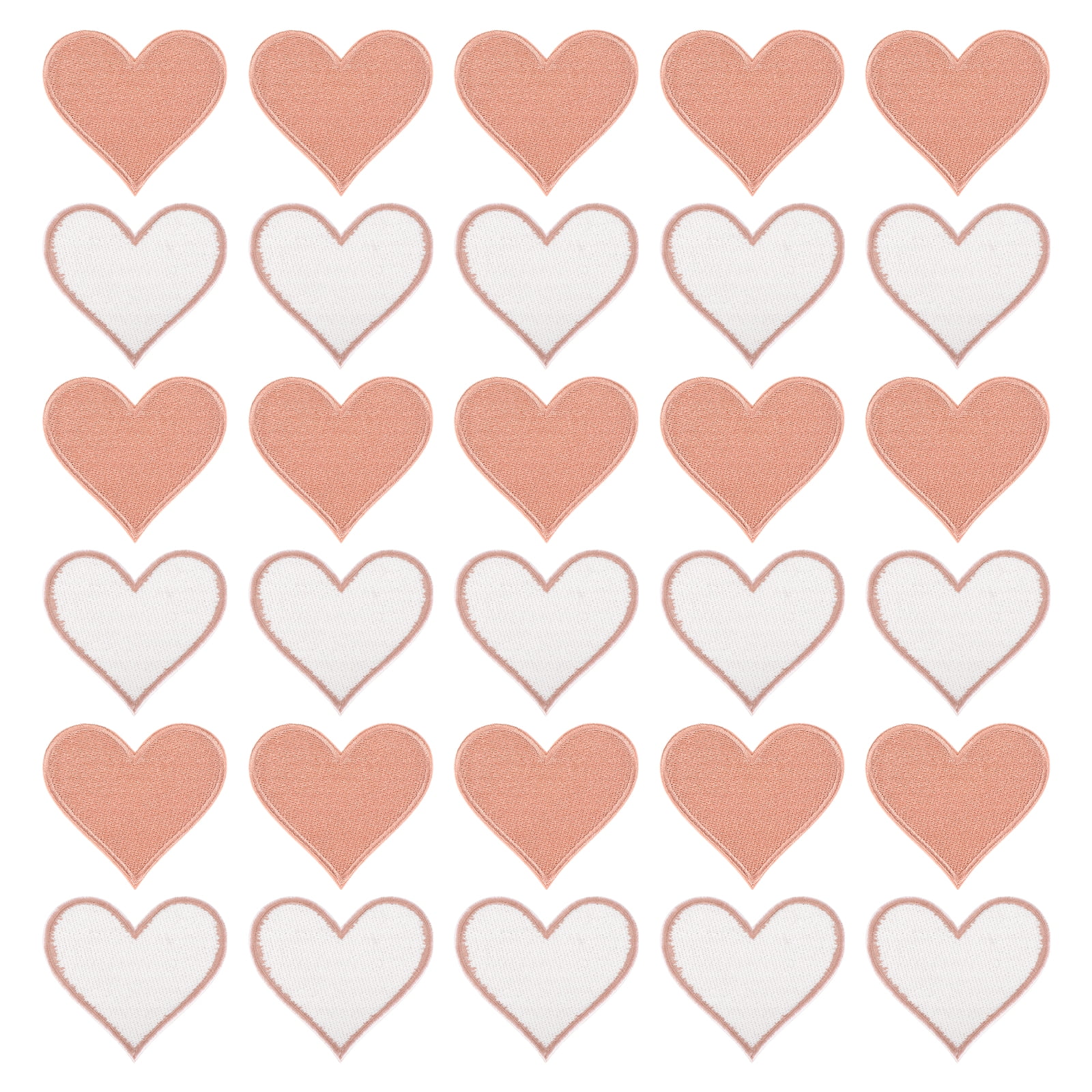 Heart Shaped Iron on Patches 6.8x7cm Embroidered Sew Patches Appliques for Clothing Repair Backpack Shoes Decoration Dark Pink 120Pcs
