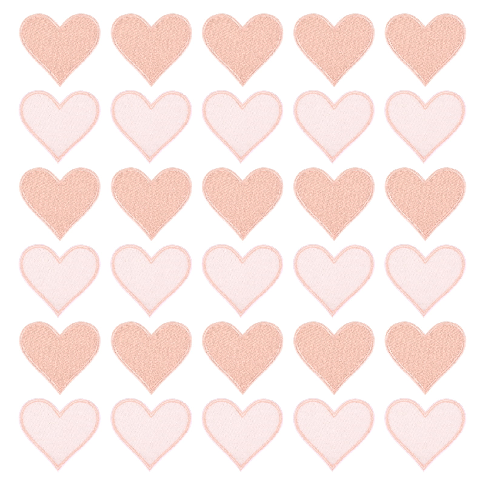 Heart Shaped Iron on Patches 6.8x7cm Embroidered Sew Patches Appliques for Clothing Repair Backpack Shoes Decoration Light Pink 120Pcs