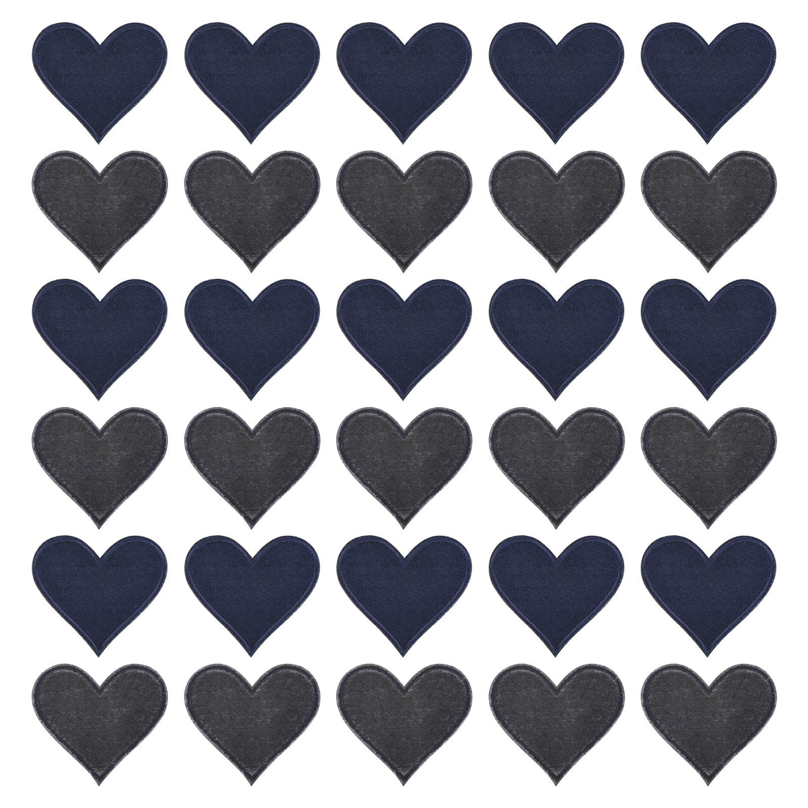 Heart Shaped Iron on Patches 6.8x7cm Embroidered Sew Patches Appliques for Clothing Repair Backpack Shoes Decoration Navy Blue 120Pcs