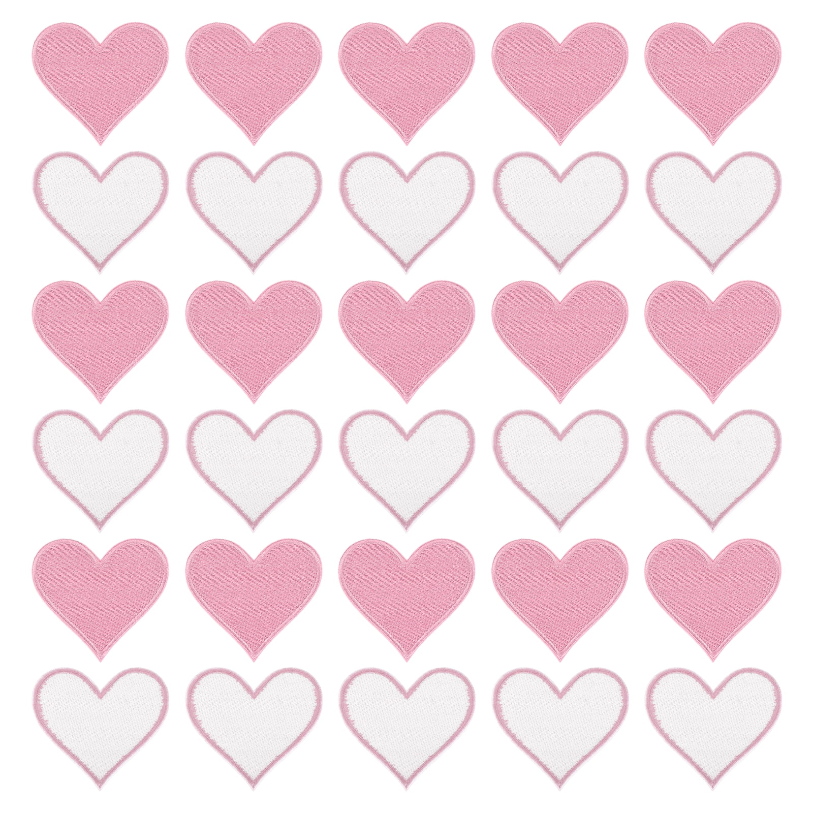 Heart Shaped Iron on Patches 6.8x7cm Embroidered Sew Patches Appliques for Clothing Repair Backpack Shoes Decoration Pink 120Pcs