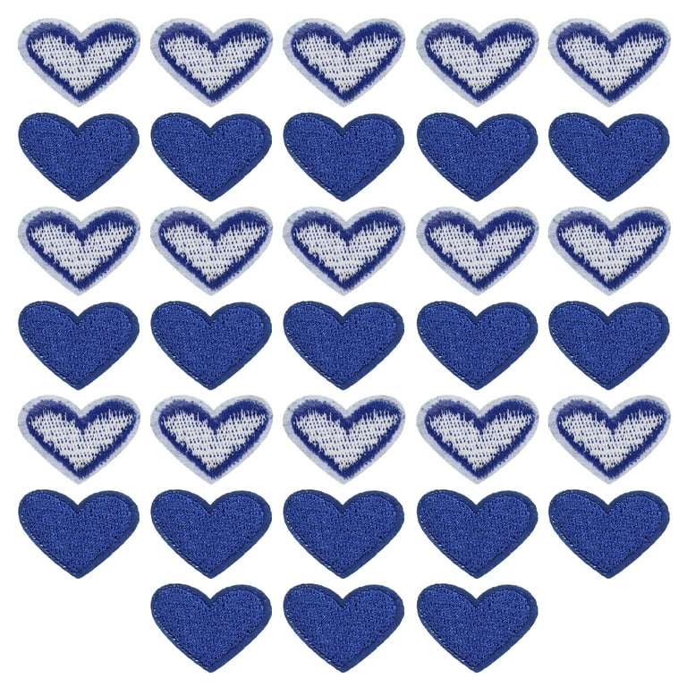 Heart Shaped Iron on Patches Dark Blue Embroidered Sew on Love Applique  Patches 33 Pack 