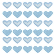 Heart Shaped Iron on Patches Embroidered Sew Patches Appliques Garment Embellishments Blue 30 Pack