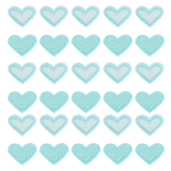 Heart Shaped Iron on Patches Embroidered Sew Patches Appliques Garment Embellishments Green 30 Pack