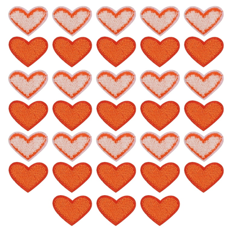 Heart Shaped Iron on Patches Orange Embroidered Sew on Love Applique Patches  33 Pack 
