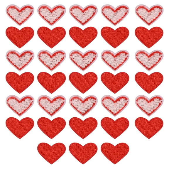 Heart Shaped Iron on Patches Red Embroidered Sew on Love Applique Patches 33 Pack