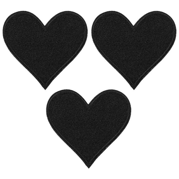 Uxcell Heart Shaped Iron-on Patches for Clothing Packaging Gifts Clothing Home Textiles Black 3 Pcs