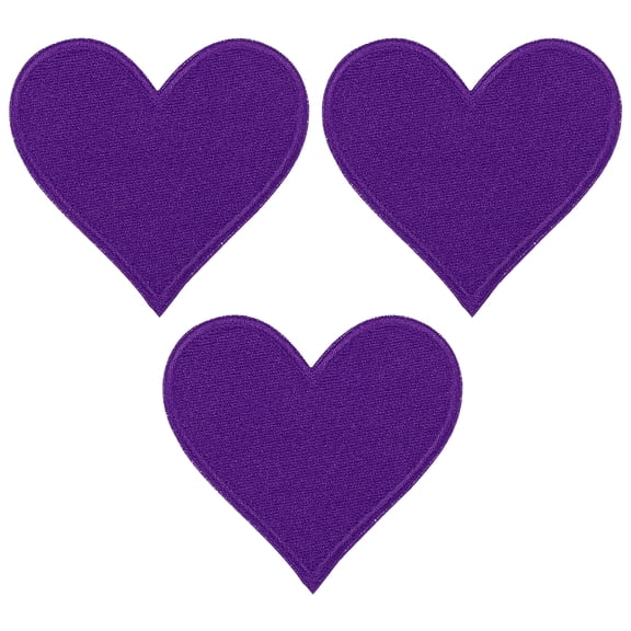 Uxcell Heart Shaped Iron-on Patches Sew Embroidered Patches Appliques Embellishments for Clothing Deep Purple 3 Pcs