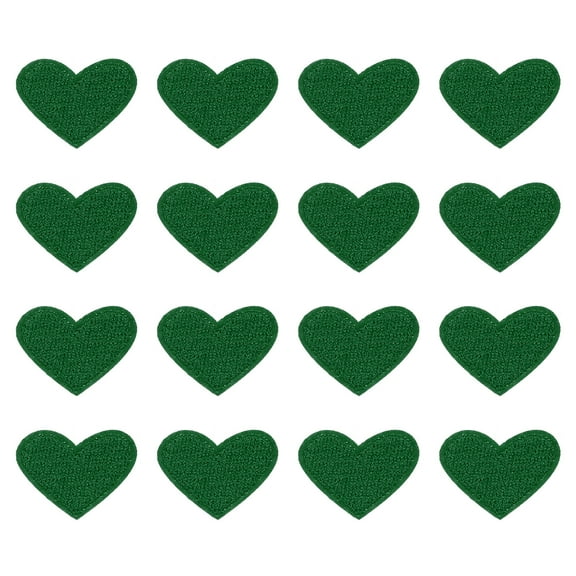 Heart Shaped Iron-on Patches, Sew Embroidered Patches Appliques Embellishments for Clothing, Green 16Pcs