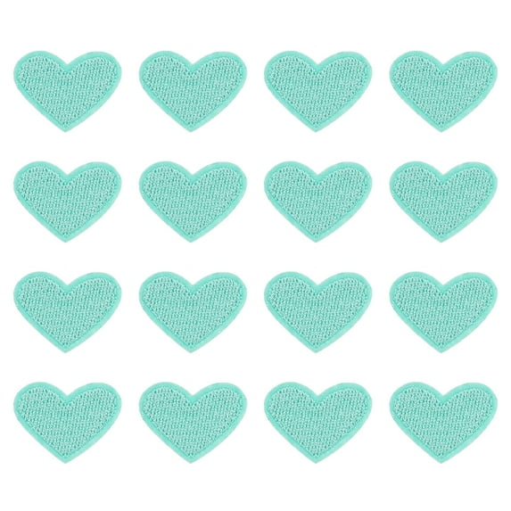 Uxcell Heart Shaped Iron-on Patches Sew Embroidered Patches Appliques Embellishments for Clothing Sky Blue 16 Pcs