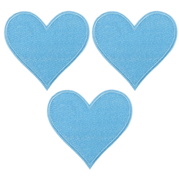 Uxcell Heart Shaped Iron-on Patches for Clothing Packaging Gifts Clothing Home Textiles Sky Blue 3 Pcs