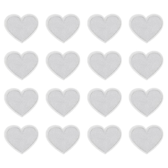 Heart Shaped Iron-on Patches, Sew Embroidered Patches Appliques Embellishments for Clothing, White 16Pcs