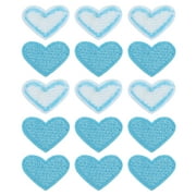 Heart Shaped Iron on Patches Sky Blue Embroidered Sew on Love Applique Patches 15 Pack