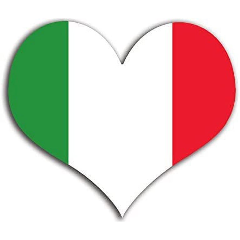 Heart Shaped Italy Flag Sticker - 4x4 Inch Waterproof Decal (Italia, Italian Pride)