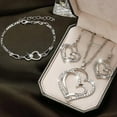thumbnail image 1 of Heart-Shaped Jewelry Set for Women, 3 Piece Alloy Necklace Bracelet Earrings Set, Valentines Day Anniversary Gift for Her, Girlfriend, Wife, Couples Gifts, 1 of 7