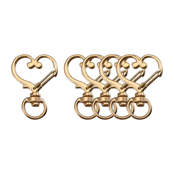 Heart Shaped Keychain 5PCS Alloy Gold Tone Key Ring for Everyday Carry and Special Occasions
