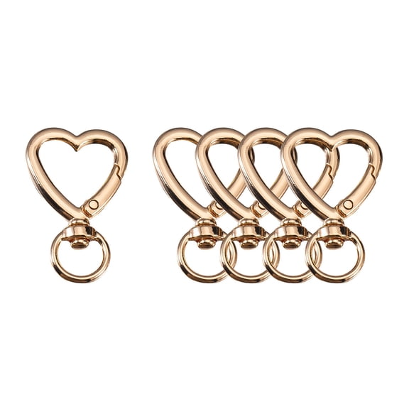 Heart Shaped Keychain 5PCS Alloy Rose Gold Key Ring for Fashion Accessory and Gift Giving